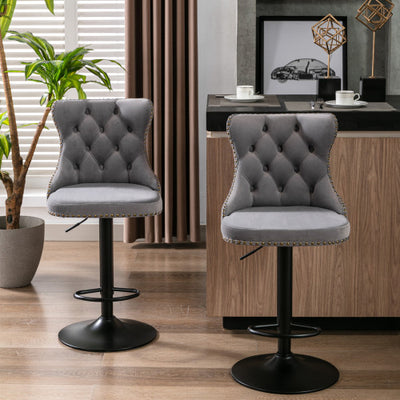 Katra Swivel Velvet Barstool [Set of 2]