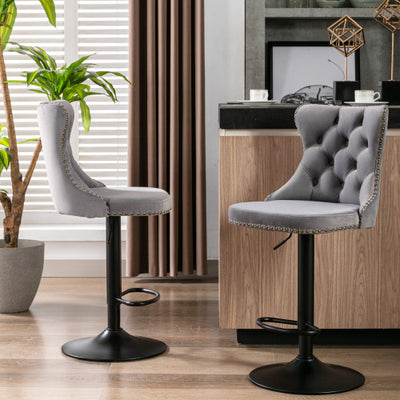 Katra Swivel Velvet Barstool [Set of 2]