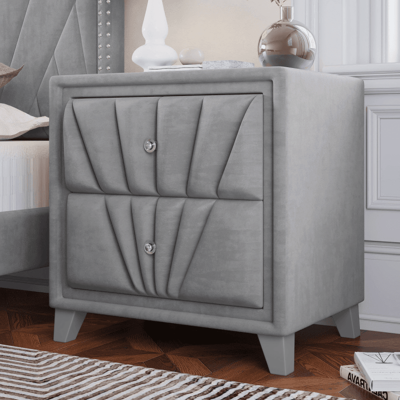 Triste Velvet Upholstered Nightstand