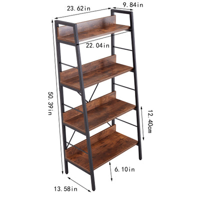 Vintage 3/4- Tier Ladder Bookshelf with Storage