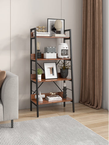 Vintage 3/4- Tier Ladder Bookshelf with Storage