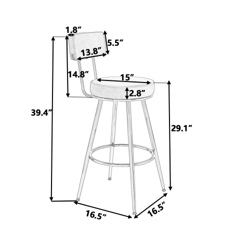 Cali Modern Bar Stool [Set of 2]