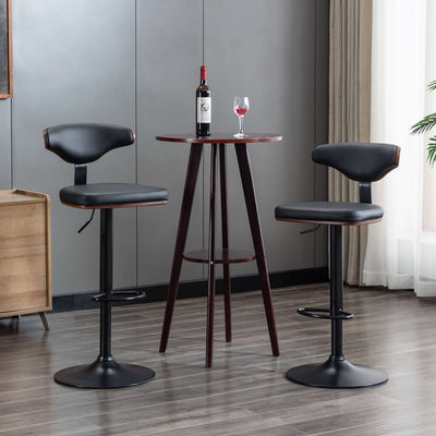 Arran swivel kitchen breakfast bar stool counter high chair Black leather with backs | Lemroe