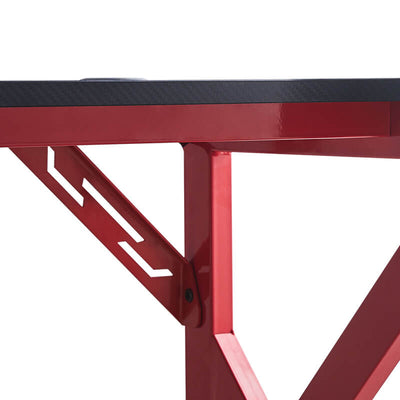 Black Gaming Computer Desk Red Legs with LED Light | Lemroe