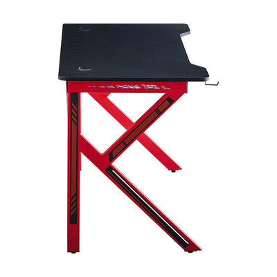 Black Gaming Computer Desk Red Legs with LED Light | Lemroe