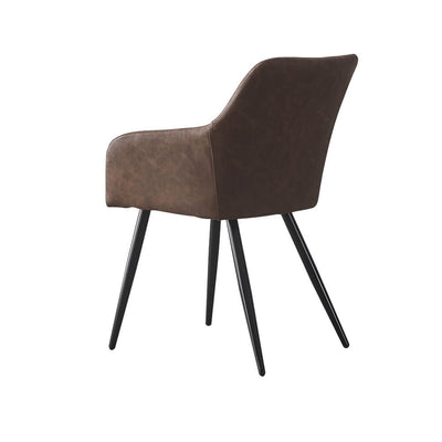 Bloor Dining Room Arm Chairs Brown Faux Leather | Lemroe
