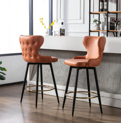 Caspar Kitchen Breakfast Swivel Bar Stools PU Leather Counter Height Chairs | Lemroe