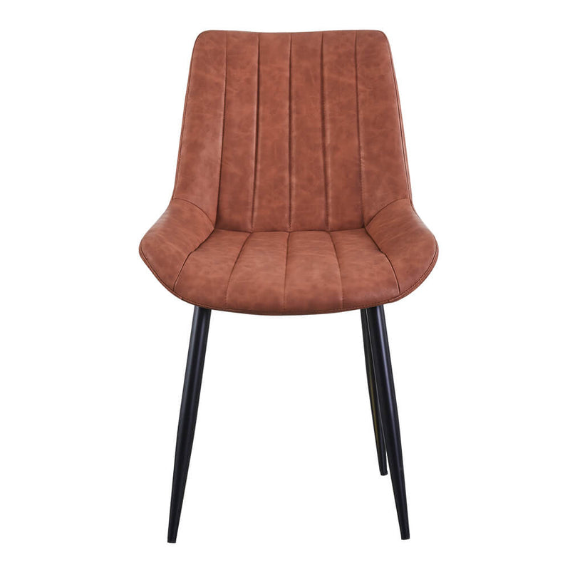 Clair Dining Arm Chairs Brown Faux Leather | Lemroe