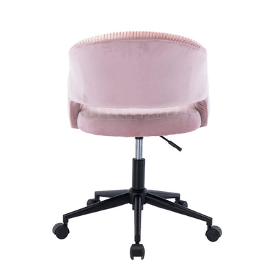 Ella Rolling Home Office Computer Desk Chair Pink Velvet Cover Steel Stand with Wheels | Lemroe