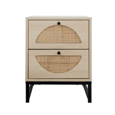 Allen Rattan 2 Drawer Nightstand